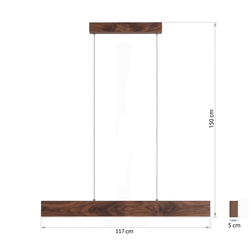 Eglo - LED Stmívatelný lustr na lanku LED/21W/230V + LED/8,4W ořech