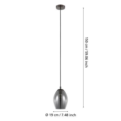 Eglo - Lustr na lanku 1xE27/60W/230V kouřová