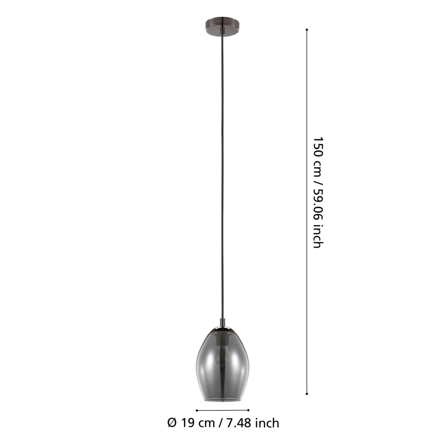 Eglo - Lustr na lanku 1xE27/60W/230V kouřová
