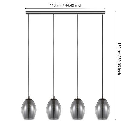 Eglo - Lustr na lanku 4xE27/60W/230V kouřová