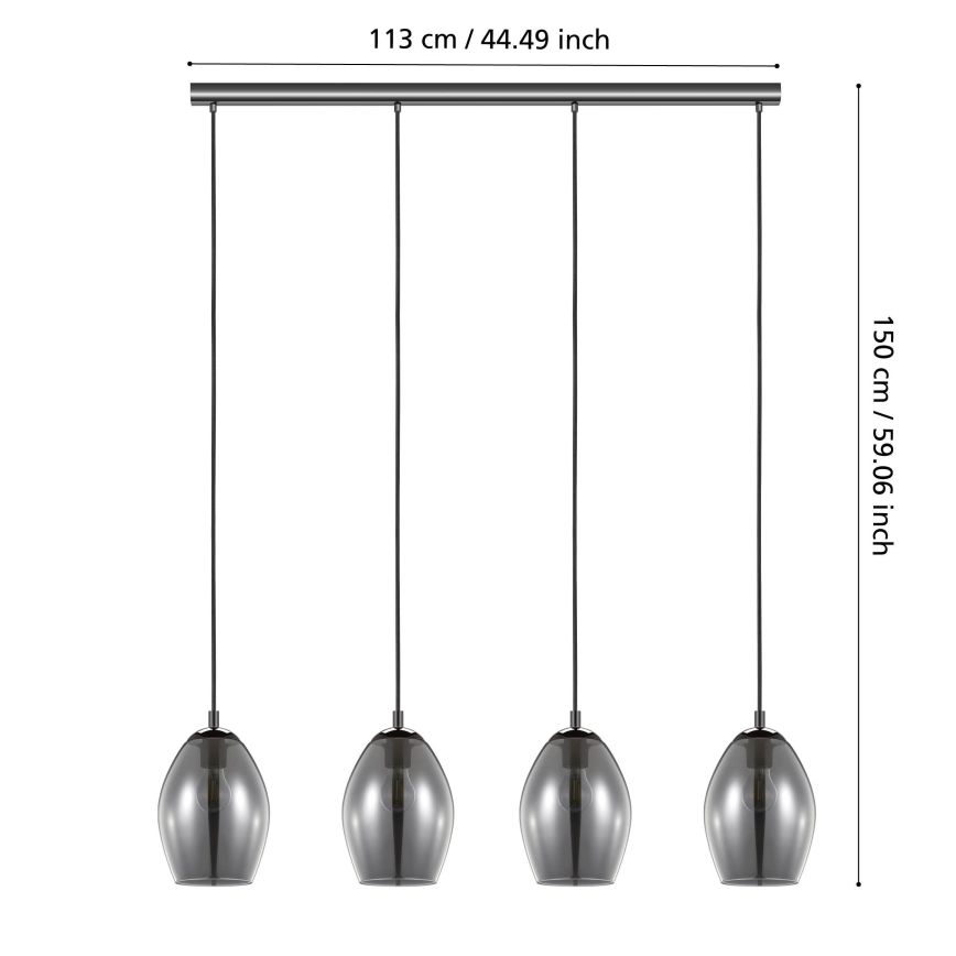 Eglo - Lustr na lanku 4xE27/60W/230V kouřová