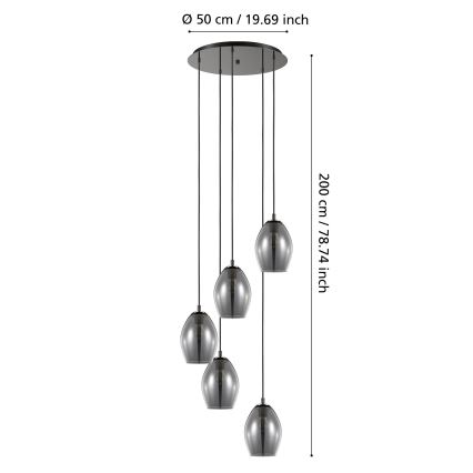 Eglo - Lustr na lanku 5xE27/60W/230V kouřová
