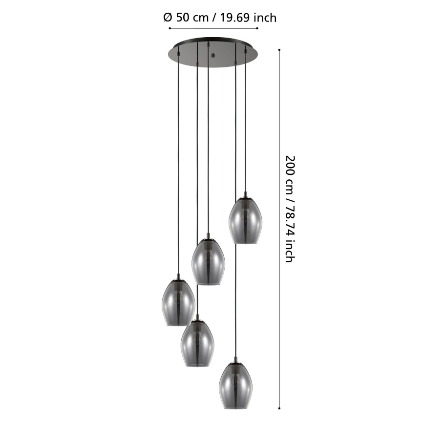 Eglo - Lustr na lanku 5xE27/60W/230V kouřová