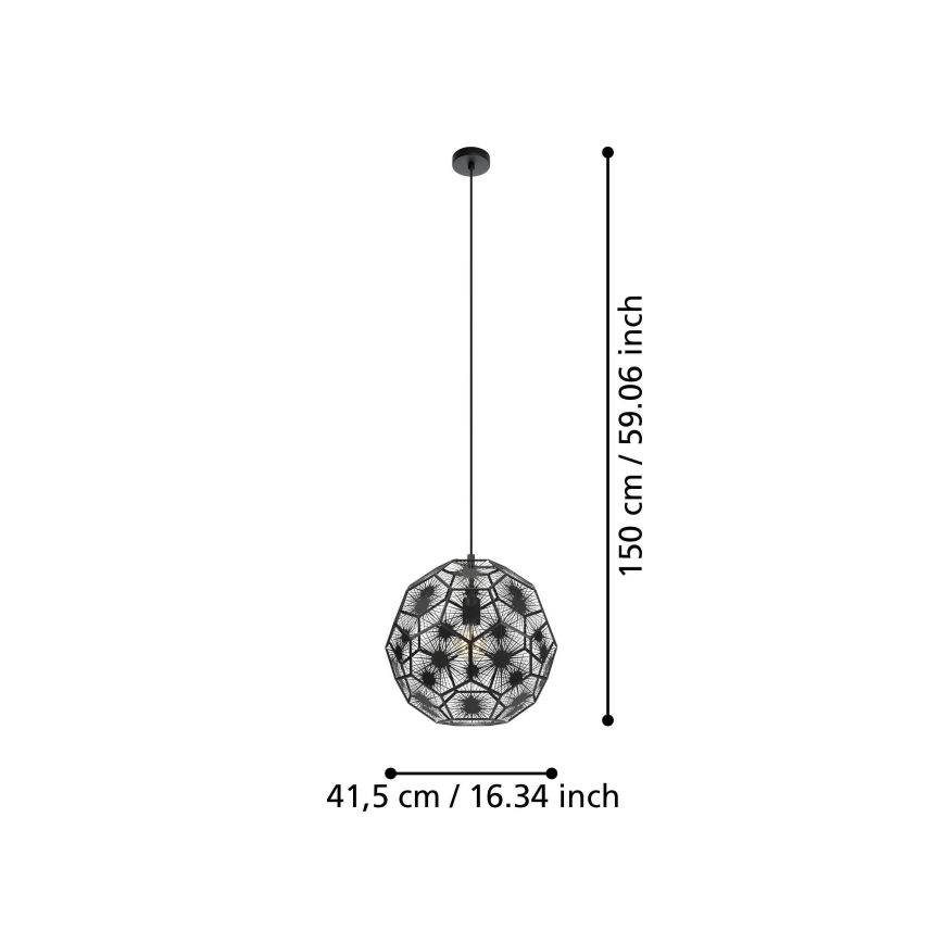 Eglo - Lustr na lanku 1xE27/60W/230V pr. 41 cm černá