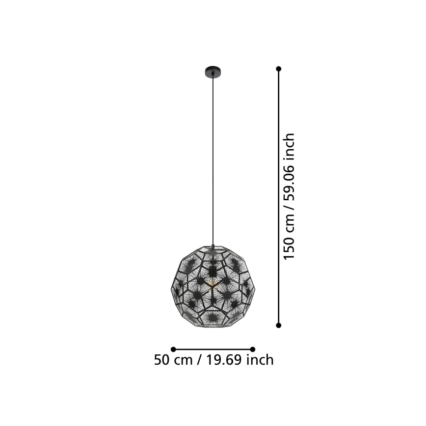 Eglo 39619 - Lustr na lanku 1xE27/60W/230V pr. 50 cm černá