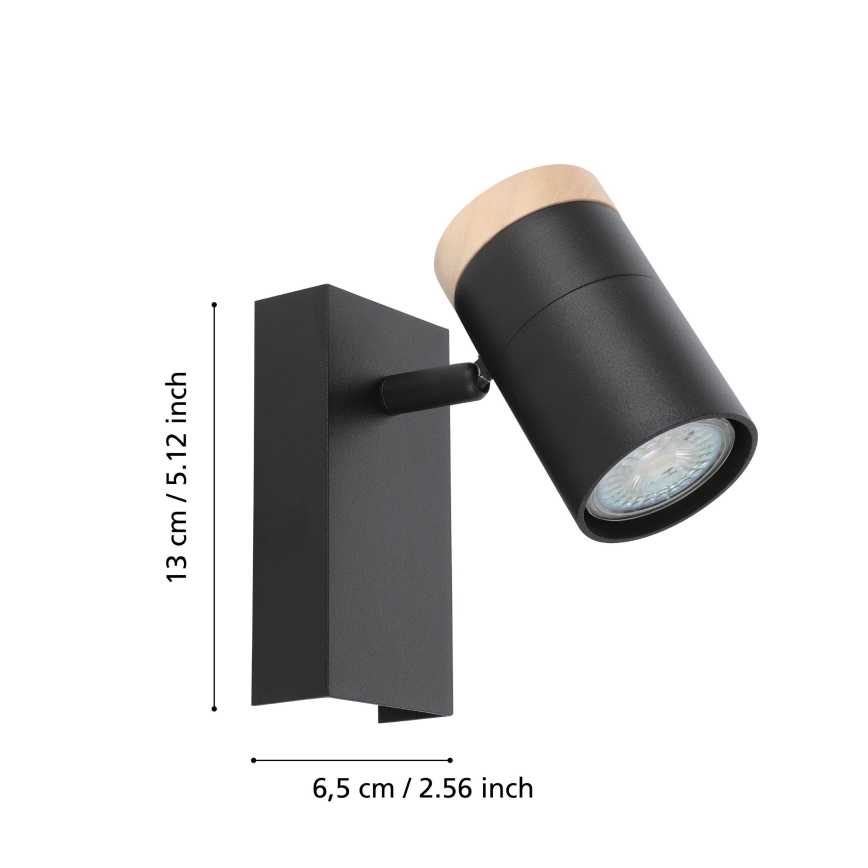 Eglo - LED Nástěnné bodové svítidlo 1xGU10/4,5W/230V 3000K černá/hnědá