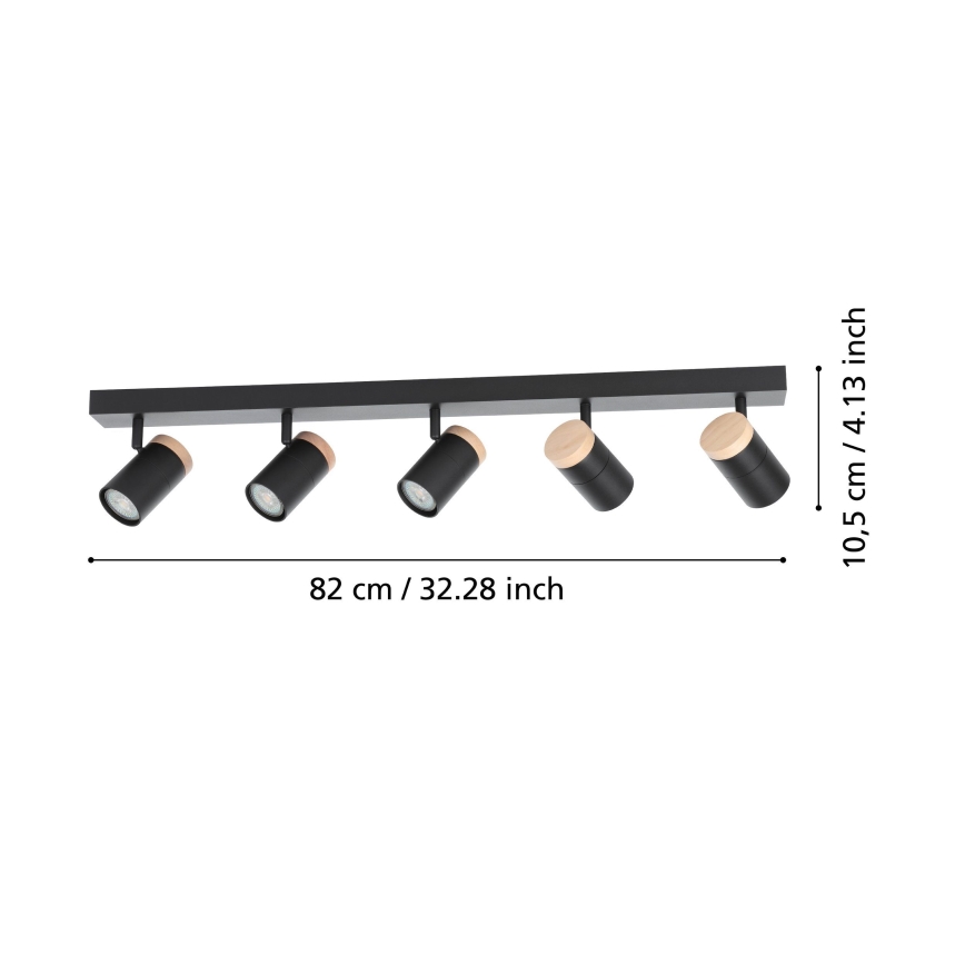 Eglo - LED Bodové svítidlo 5xGU10/4,5W/230V 3000K černá/hnědá