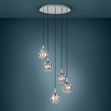 Eglo 39682 - Lustr na lanku BREGALLA 5xE27/40W/230V černá/kouřová