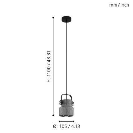 Eglo 39854 - Lustr na lanku HILCOTT 1xE27/40W/230V