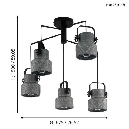 Eglo 39856 - Přisazený lustr HILCOTT 5xE27/40W/230V