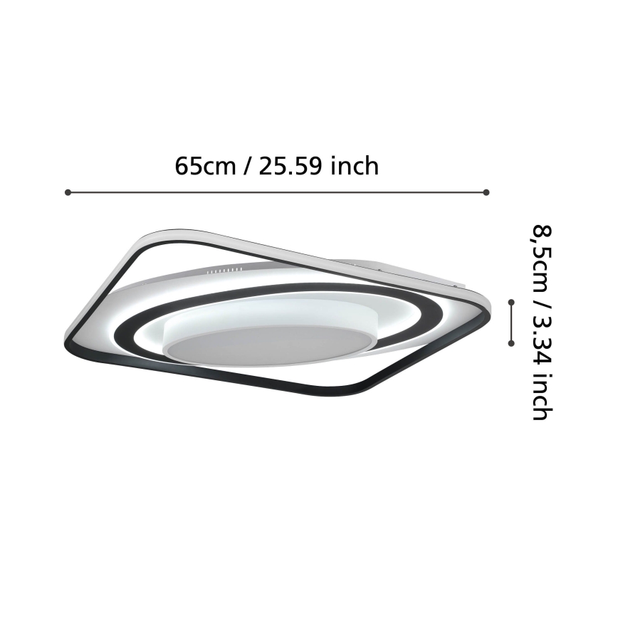 Eglo - LED Stmívatelné stropní svítidlo LED/28W/230V+LED/13W+ LED/2,8W 3000-6500K černá + dálkové ovládání