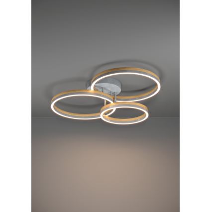 Eglo - LED Stmívatelný přisazený lustr LED/12,5W/230V + 2xLED/15,5W 3000K šedá/dub