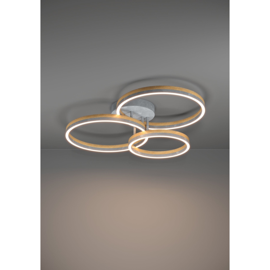 Eglo - LED Stmívatelný přisazený lustr LED/12,5W/230V + 2xLED/15,5W 3000K šedá/dub