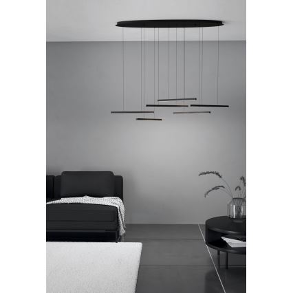 Eglo - LED Stmívatelný lustr na lanku 6xLED/8,4W/230V 3000K černá