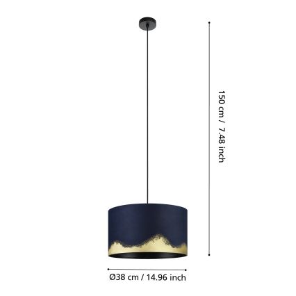 Eglo - Lustr na lanku 1xE27/40W/230V pr. 38 cm modrá/zlatá