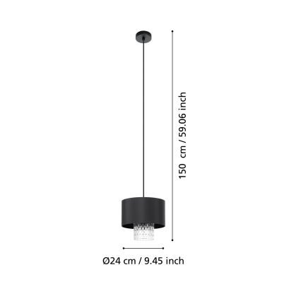 Eglo - Lustr na lanku 1xE27/40W/230V černá
