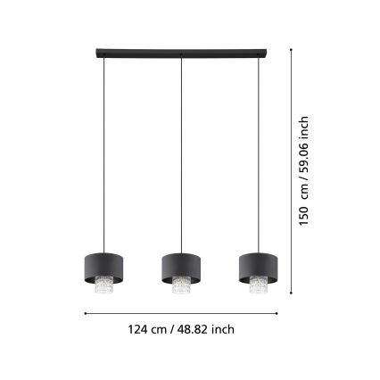 Eglo - Lustr na lanku 3xE27/40W/230V černá