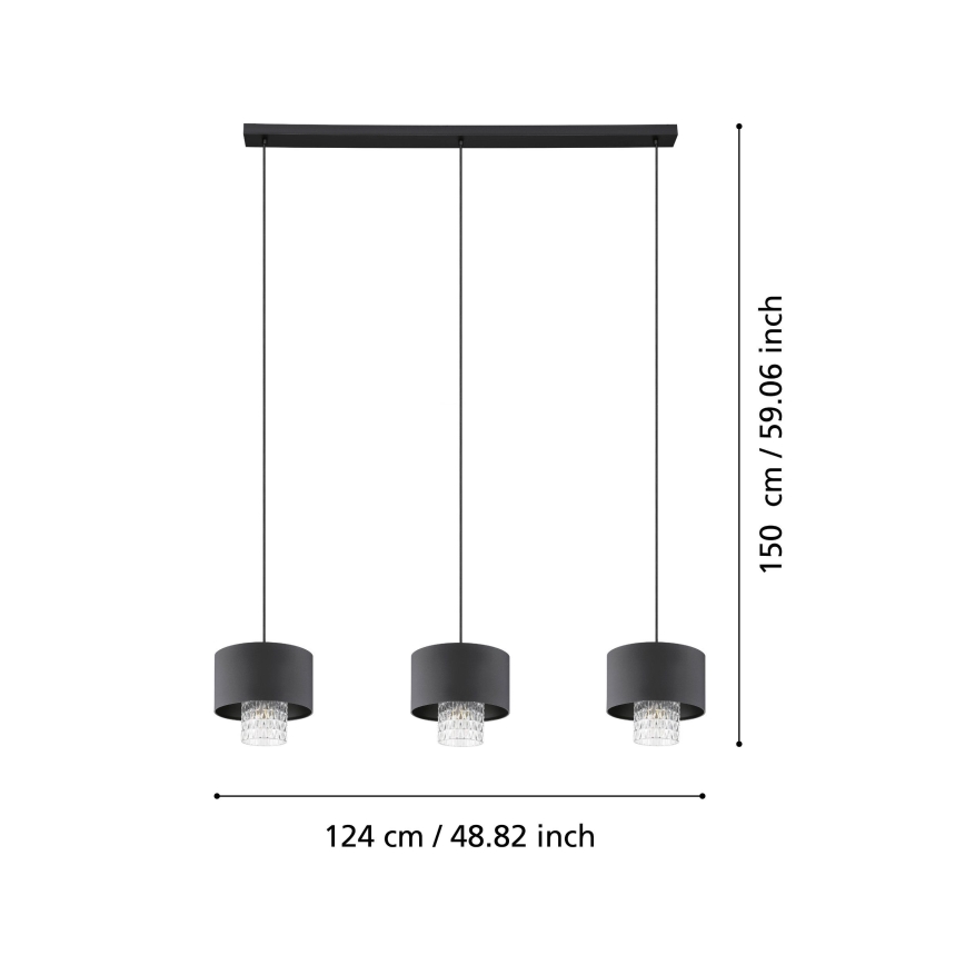 Eglo - Lustr na lanku 3xE27/40W/230V černá