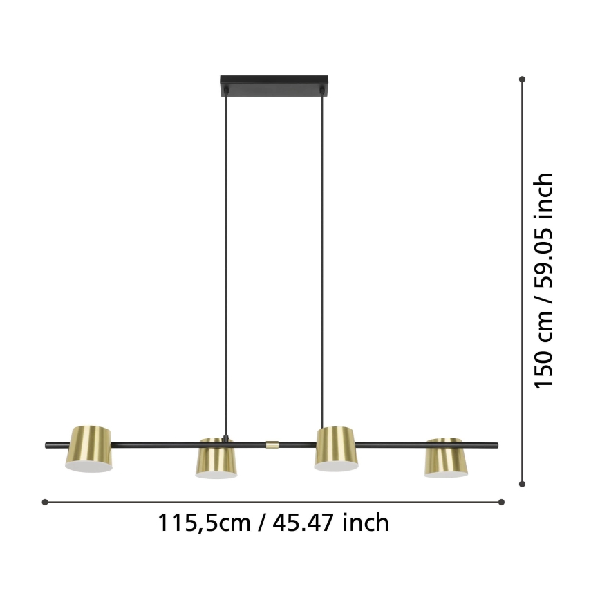 Eglo - LED Lustr na lanku 4xGU10/4,6W/230V 3000K zlatá