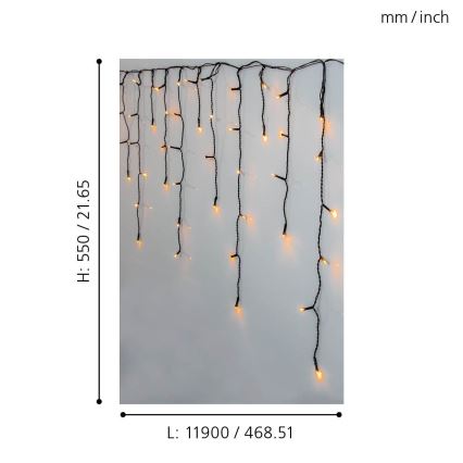 Eglo 410824 - LED Venkovní vánoční řetěz 480xLED/17x0,55m IP44 teplá bílá