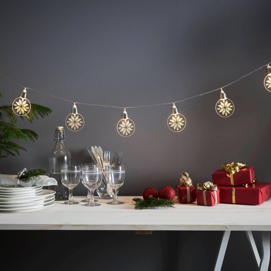 Eglo 411112 - LED Vánoční řetěz ORNAMENT 10xLED/3xAA 1,8m teplá bílá