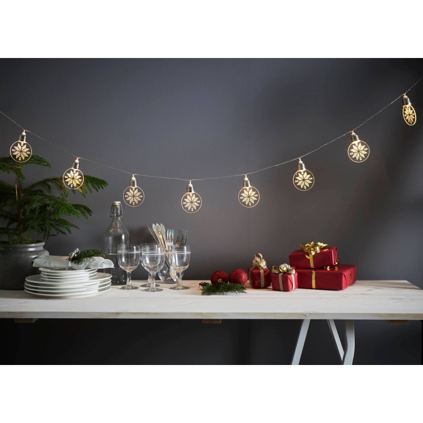 Eglo 411112 - LED Vánoční řetěz ORNAMENT 10xLED/3xAA 1,8m teplá bílá