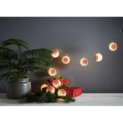 Eglo 411113 - LED Vánoční řetěz ORNAMENT 10xLED/3xAA 1,65m teplá bílá