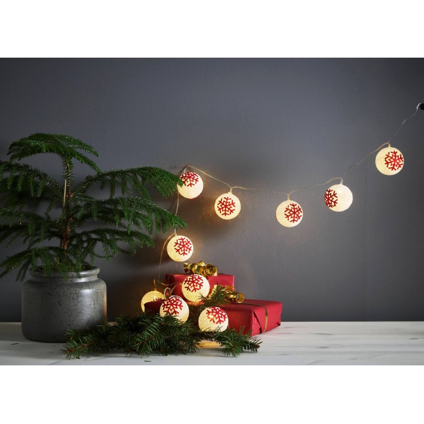 Eglo 411113 - LED Vánoční řetěz ORNAMENT 10xLED/3xAA 1,65m teplá bílá
