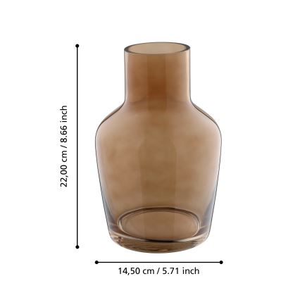Eglo 421221 - Skleněná váza SIRANANA 22x14,5 cm hnědá/kouřová