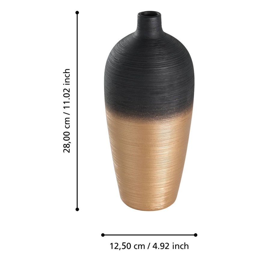 Eglo - Keramická váza 28x12,5 cm černá/zlatá
