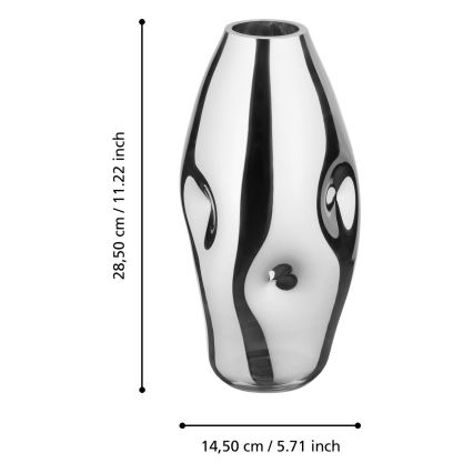 Eglo 421682 - Skleněná váza XIPORAI 28,5x14,5 cm lesklý chrom