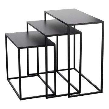 Eglo 424005 - SADA 3x Odkládací stolek TOZAWA 80x35/74x35/66x35 cm černá