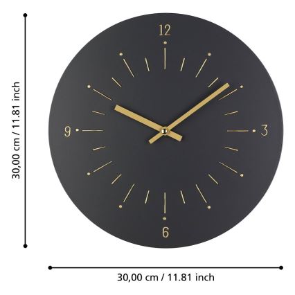 Eglo - Nástěnné hodiny 1xAA pr. 30 cm černá