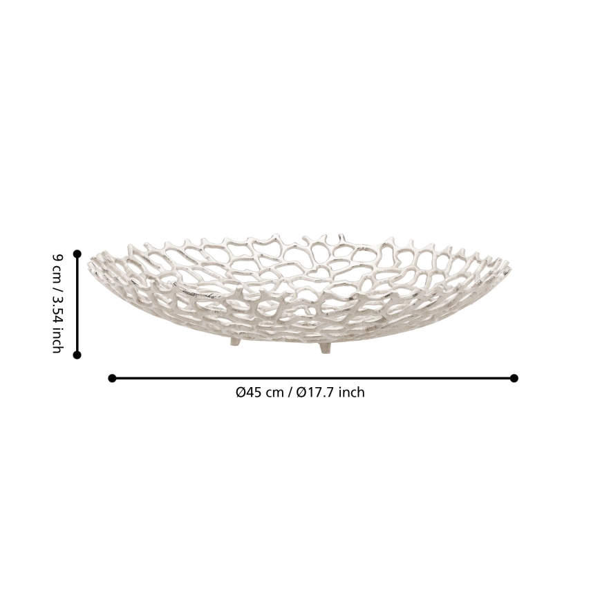 Eglo 427488 - Dekorační mísa KIMITSU pr. 45 cm stříbrná