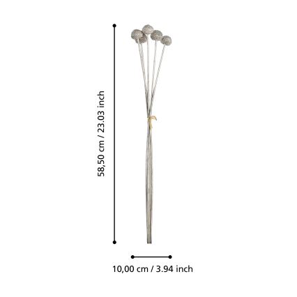 Eglo - Umělá květina 58,5 cm stříbrná