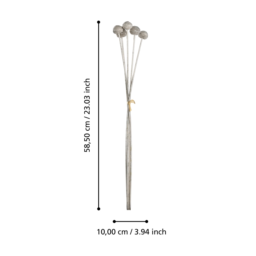 Eglo - Umělá květina 58,5 cm stříbrná