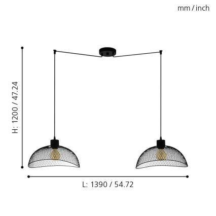 Eglo - Lustr na lanku 2xE27/60W/230V pavouk