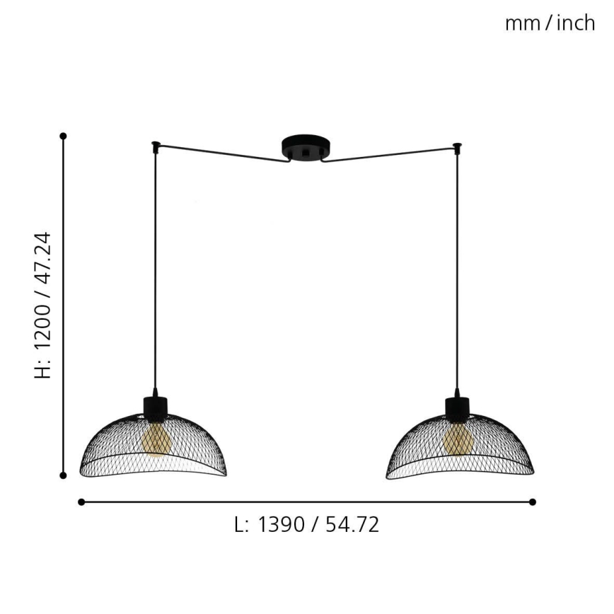 Eglo - Lustr na lanku 2xE27/60W/230V pavouk