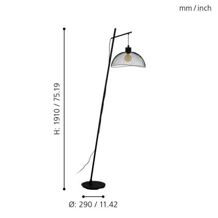 Eglo 43307 - Stojací lampa POMPEYA 1xE27/60W/230V