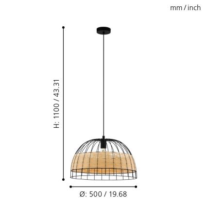 Eglo 43312 - Lustr na lanku ANWICK 1xE27/40W/230V