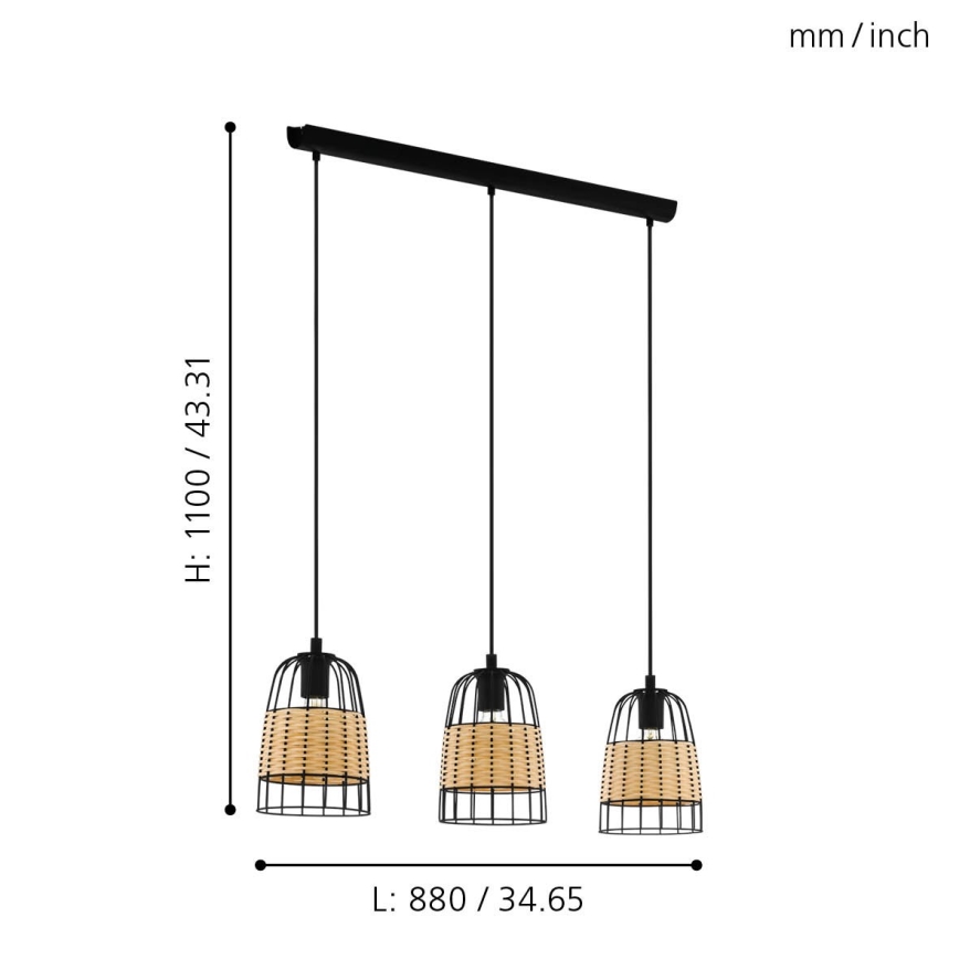 Eglo - Lustr na lanku 3xE27/40W/230V