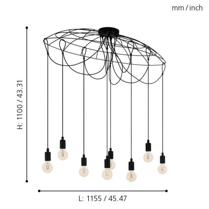 Eglo 43322 - Lustr na lanku HOGSMILL 8xE27/40W/230V