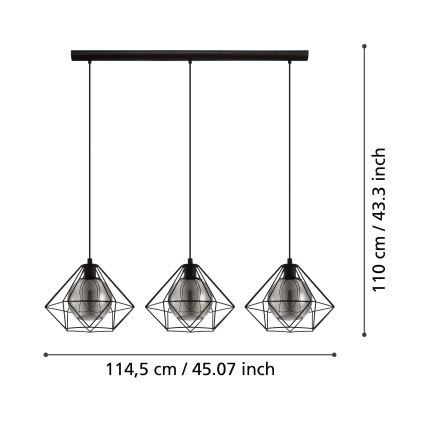 Eglo 43483 - Lustr na lanku VERNHAM 3xE27/40W/230V