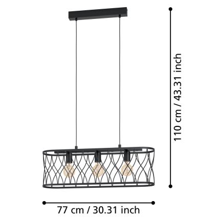 Eglo - Lustr na lanku 3xE27/40W/230V