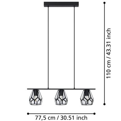 Eglo - Lustr na lanku 3xE27/40W/230V