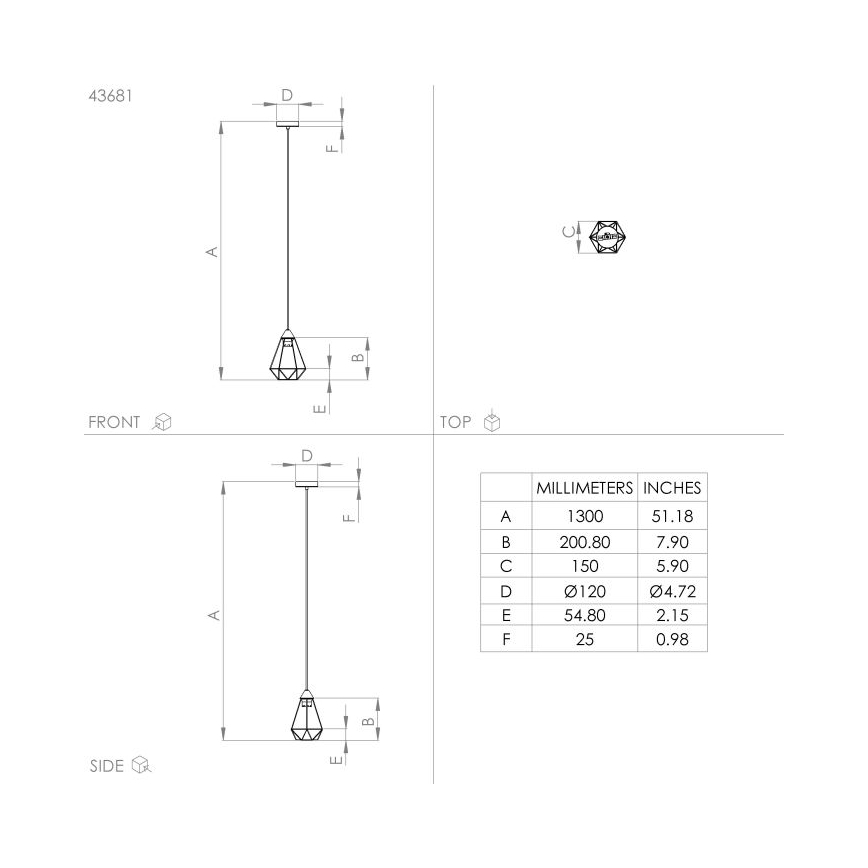 Eglo - Lustr na lanku 1xE27/60W/230V pr. 17,5 cm
