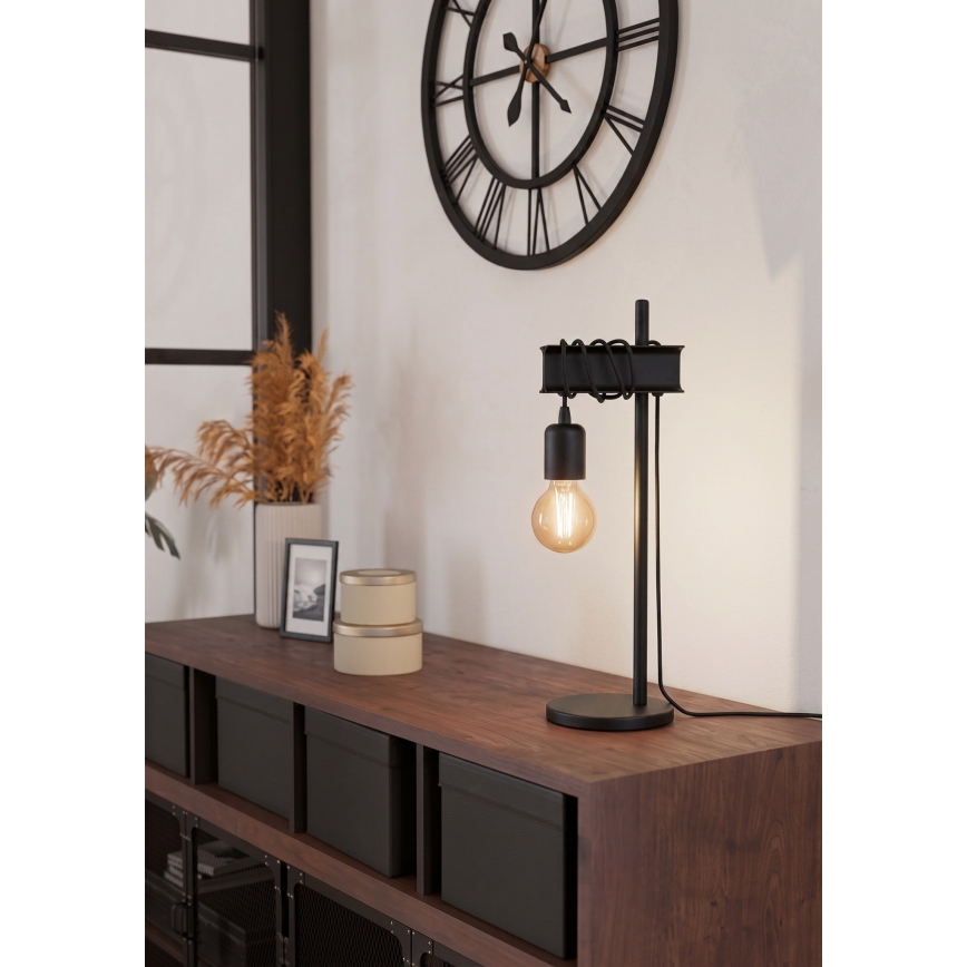 Eglo 43714 - Stolní lampa TOWNSHEND 1xE27/10W/230V černá