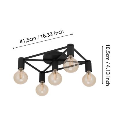 Eglo - Stropní svítidlo 5xE27/40W/230V černá
