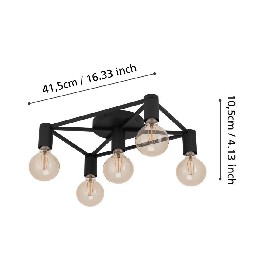Eglo - Stropní svítidlo 5xE27/40W/230V černá