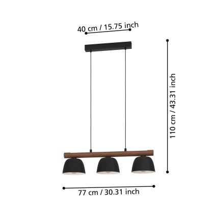 Eglo - Lustr na lanku 3xE27/40W/230V